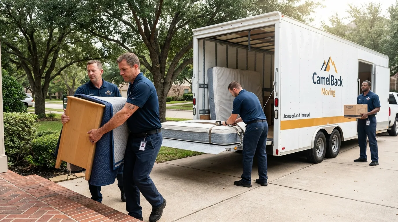 Crew loading residential truck for cross-state move from Locust Grove, GA