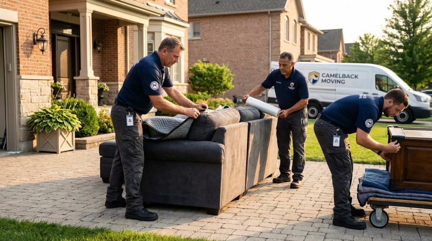 Large estate moving crew wrapping furniture in Locust Grove, GA